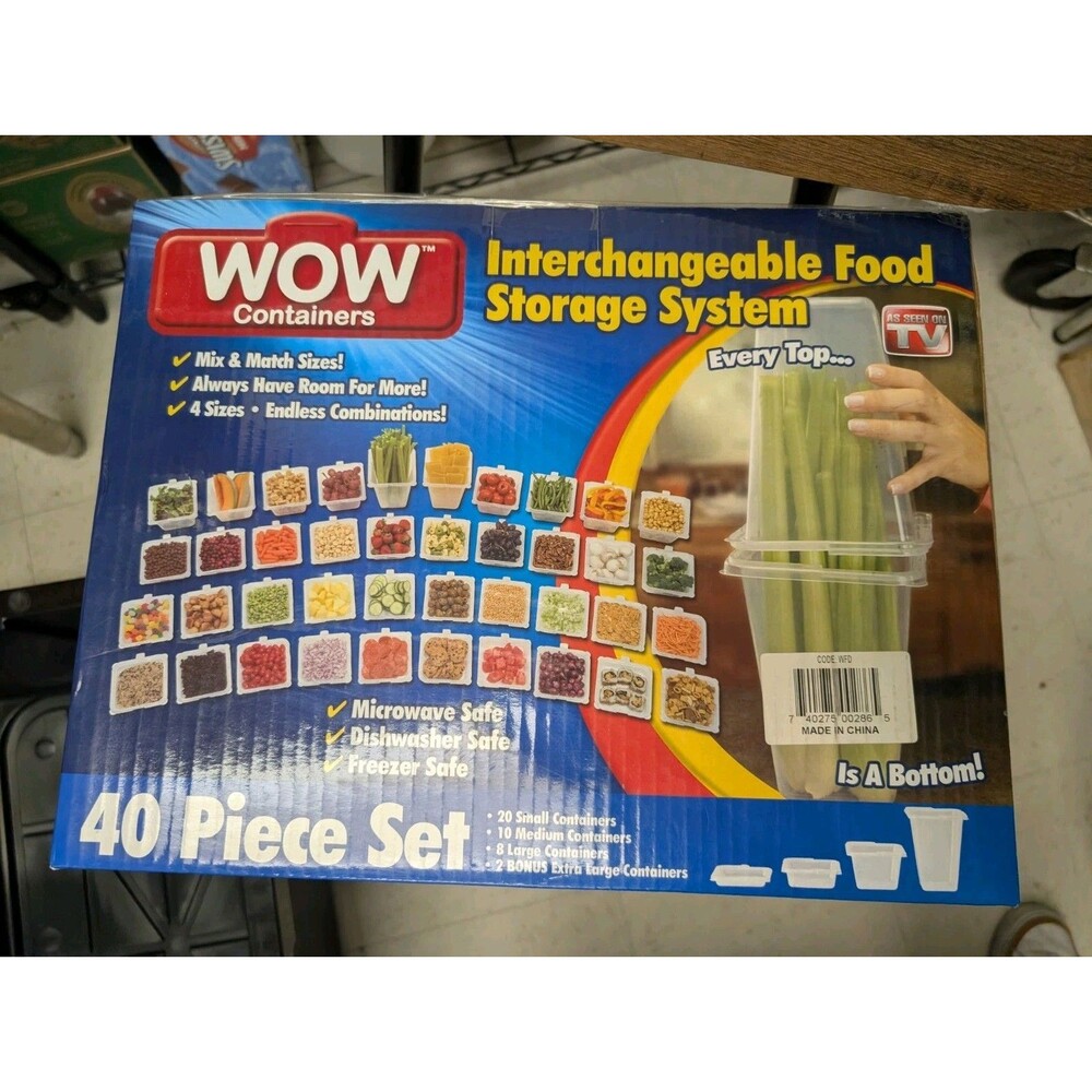 WOW Containers Interchangeable Food Storage System 40 Piece Set Clear Plastic